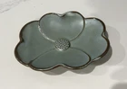 Vintage FRANKOMA Moss Blue Dogwood Floral #204 Trinket Dish- 6-1/4" x 5"
