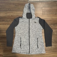 The North Face Jacket Womens Large Gray Hooded Full Zip Fleece Thermal Outdoor