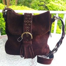 Coach Vintage MEDIUM Soho 9484 Brown Suede Rivet Whipstitch Shoulder Bag