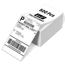 Phomemo 4x6 Shipping Labels, 500 PCS Fan-Fold Thermal Labels, Compatible with...