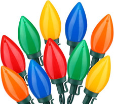 Multi Color C9 Big Bulbs Classic Christmas Lights 50 LED 32Ft Indoor Outdoor Hom