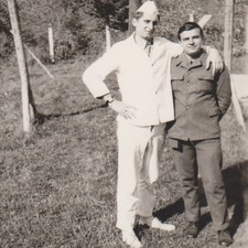 Two Handsome Young Men Close Embrace Hug Quiet Bond Vintage Photo Gay Int