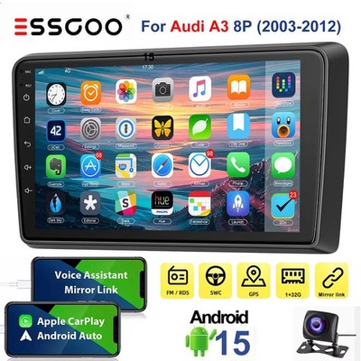 9'' For Audi A3 8P 2003-2013 S3 Apple Carplay Android15 Car Stereo Radio WIFI+AHD