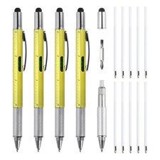 4pcs 6 in 1 Multitool Tech Tool Pen Gifts for Men with Ballpoint Pen Yellow
