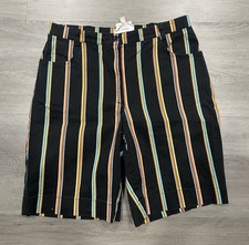 Norm Thompson Striped Shorts Womens 6P Petite Black Multi Color Retro 90s VTG