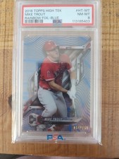 2018 Topps High Tek #HT-MT Mike Trout Blue Rainbow Foil /150 PSA 8