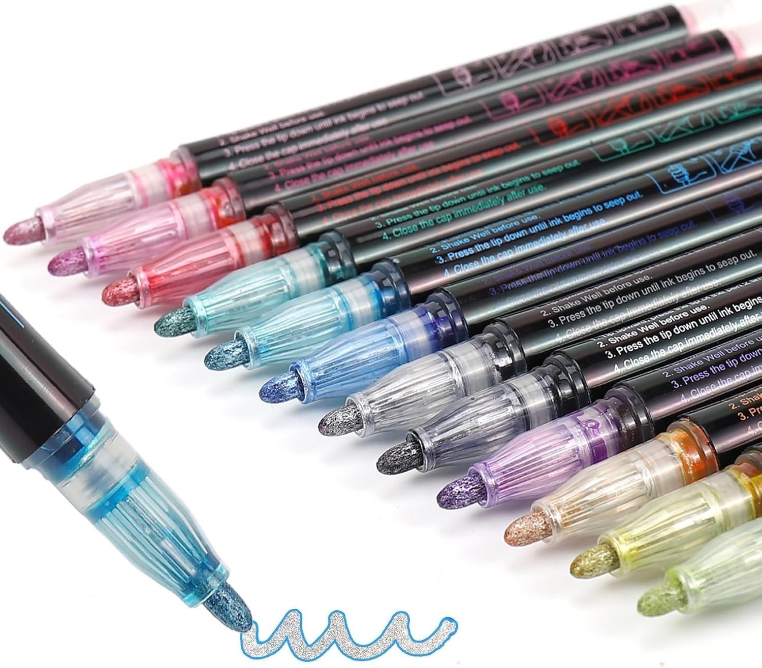 Glitter Markers Outline Pens Metallic,12 Cute Art Supplies Kids 6-8 9-12 10-12 Y