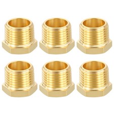 6PCS 1/2" Male NPT x 1/4" FeMale NPT Thread Brass Hex Extension Adapters