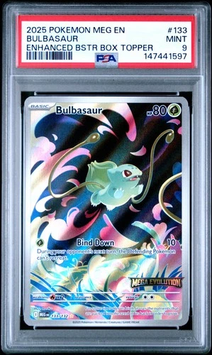 2025 POKEMON MEG EN-MEGA EVOLUTION ENHANCED BOOSTER BOX TOPPER BULBASAUR PSA 9