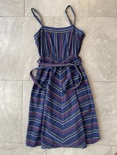 Urban Outfitters Cooperative S Striped Midi Sundress Blue Multicolor Tie Waist