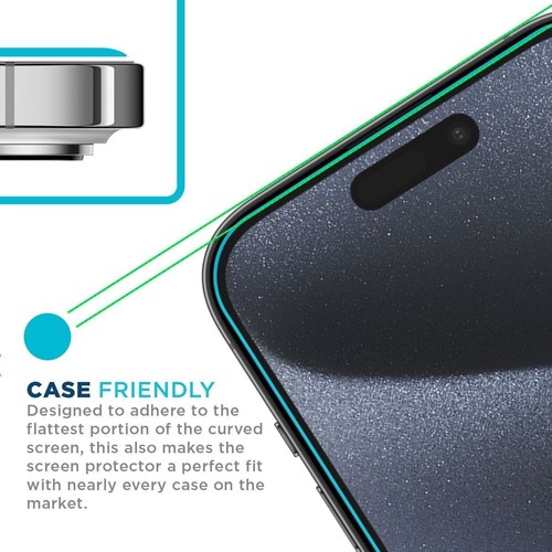 Tech Armor Screen Protector for iPhone 15 Pro 6.1 inch - 3 Pack + Camera Lens - Picture 5 of 7
