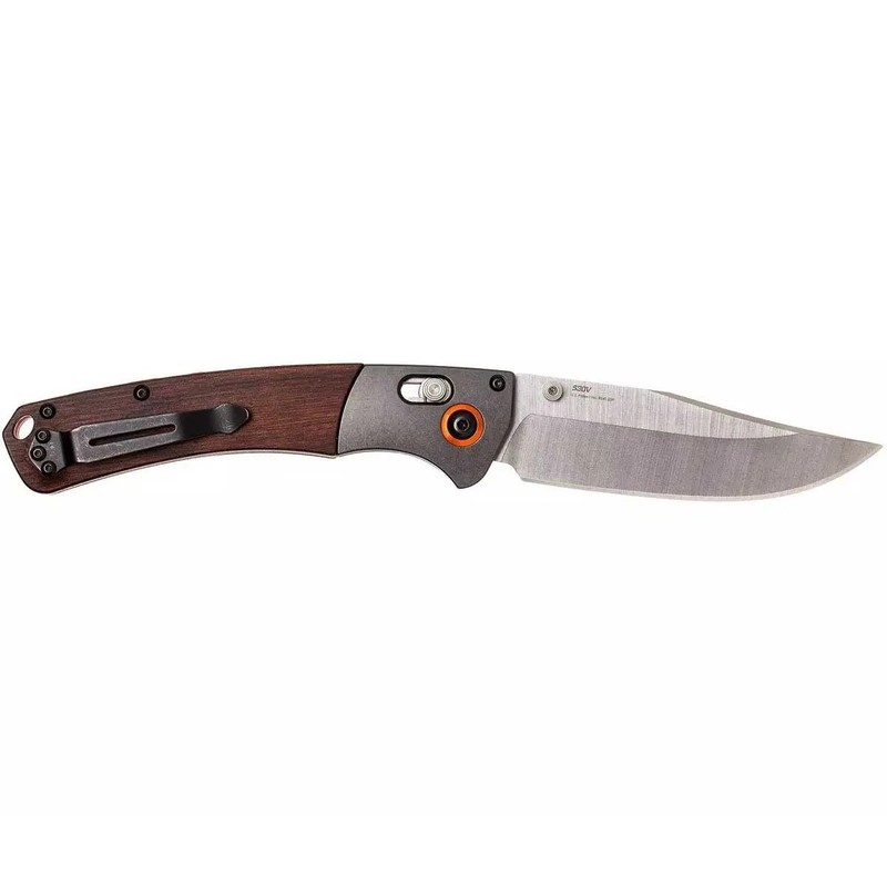 Benchmade 15085-2 Mini Crooked River Gray Aluminum Wood Clip-Point Folding Knife
