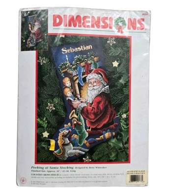 Dimensions Peeking at Santa Christmas 8620 Stocking Cross Stitch Kit 