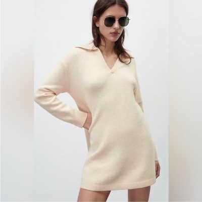 zara cream sweater dress Zara Sweater Maxi Dress - Cream/combo