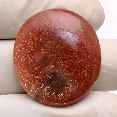 Lebendige Sparkle ~ 49.90 Cts Natürlich Sonnenstein Unbehandelt Oval Cabochon - Bild 1 von 4