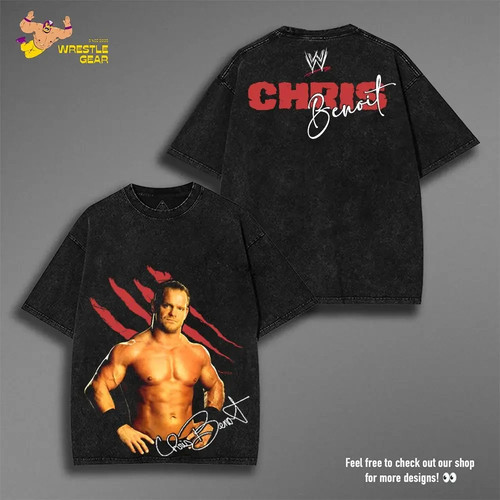 WWE CHRIS BENOIT WASHED TEE, Wrestling graphic Tee, WWE Tee, Wrestling Gift