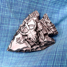 Arrowhead Bison Skull Belt Buckle Western Native American Vtg Siskiyou  .SHY326
