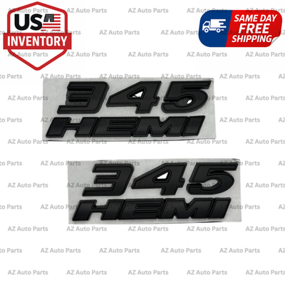 #ad #ad 2X 345 HEMI 3D Fender Emblem Matte Black Outline Badge Sticker $19.99