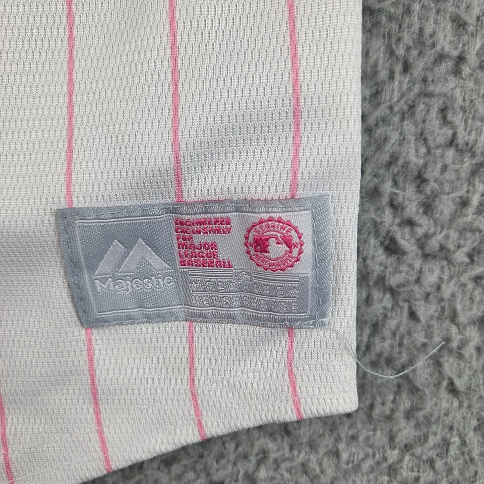 Camiseta de béisbol Chicago White Sox MLB bebé niña 18 meses blanca rosa majestuosa Foto 3 de 4