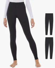 32 Degrees Women's 2 Pack Light Thermal Baselayer Legging Pant, Black Small
