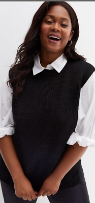 New Look Curves by ASOS SEALED! NWT! Crew Neck Knit Vest in Black