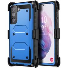 Blue For Samsung Galaxy S21 Plus/Ultra S21 FE Dual Layer Case Cover / Belt Clip