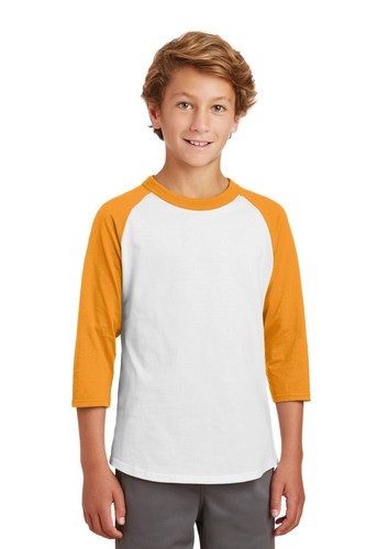 Sport-Tek YT200 Youth Raglan Sleeve Colorblock Crew Neck Stylish Jersey T-Shirt - Picture 10 of 16