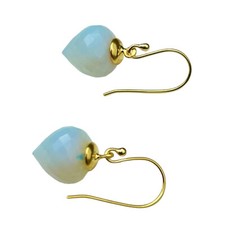 Fire Opal Drops Earrings 925 Sterling Silver October Birthstone Handmade Earring