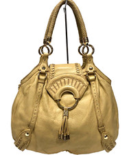 LG Leather COLE HAAN Collection Braided Straps Whip Stitch Shoulder Bag Tote