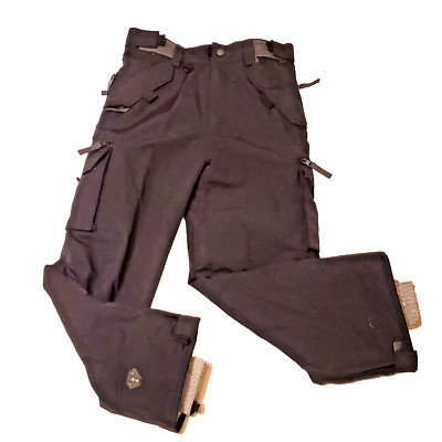 E 408 Ski Pants Boys Sz Med Snowboard Snow Adjustable Black Pockets Lined Cuffed