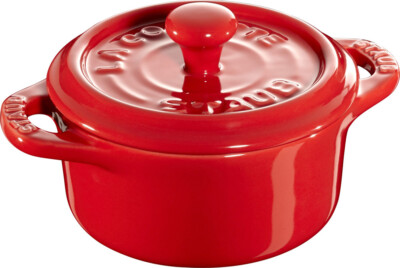 Staub Keramik 6 er Set Mini Cocotte rund kirsche 10 cm Ceramic emaillierter Ober