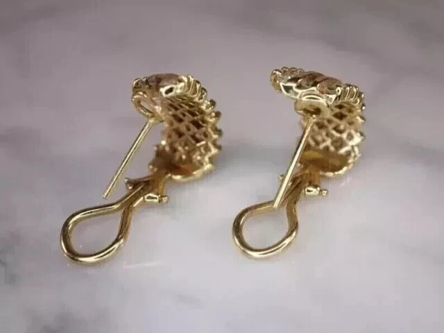 2Ct Round Cut Lab Created Diamond Women's Hoop Earrings 14K Yellow Gold Plated - Image 4 of 4