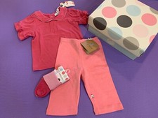Babysoy Newborn Girl Gift Set Puff Sleeve Tee/Pants/Sock/Gift Box - 0-3 months