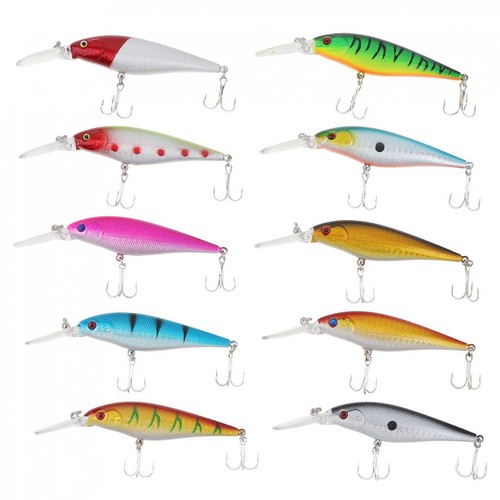 Fishing Lures Hard Bait Minnow VIB with Treble Hook Sinking Lure for Bass Trout - Picture 8 of 10