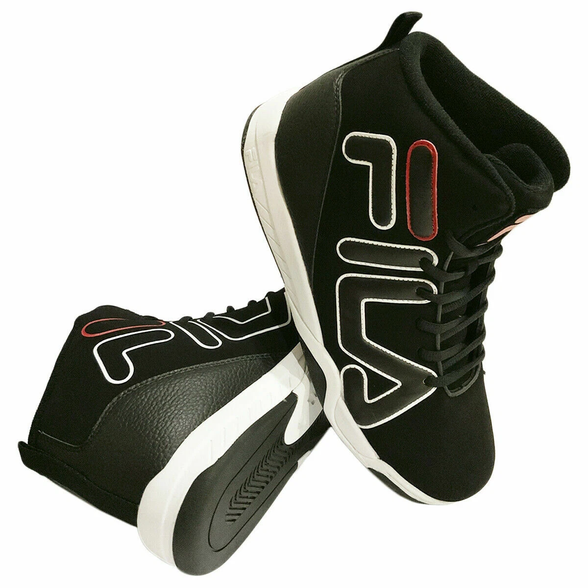 MSRP $104.99 NWT FILA KHRONOS MEN'S BLACK MID PLUS HI TOP SNEAKERS SIZE 9