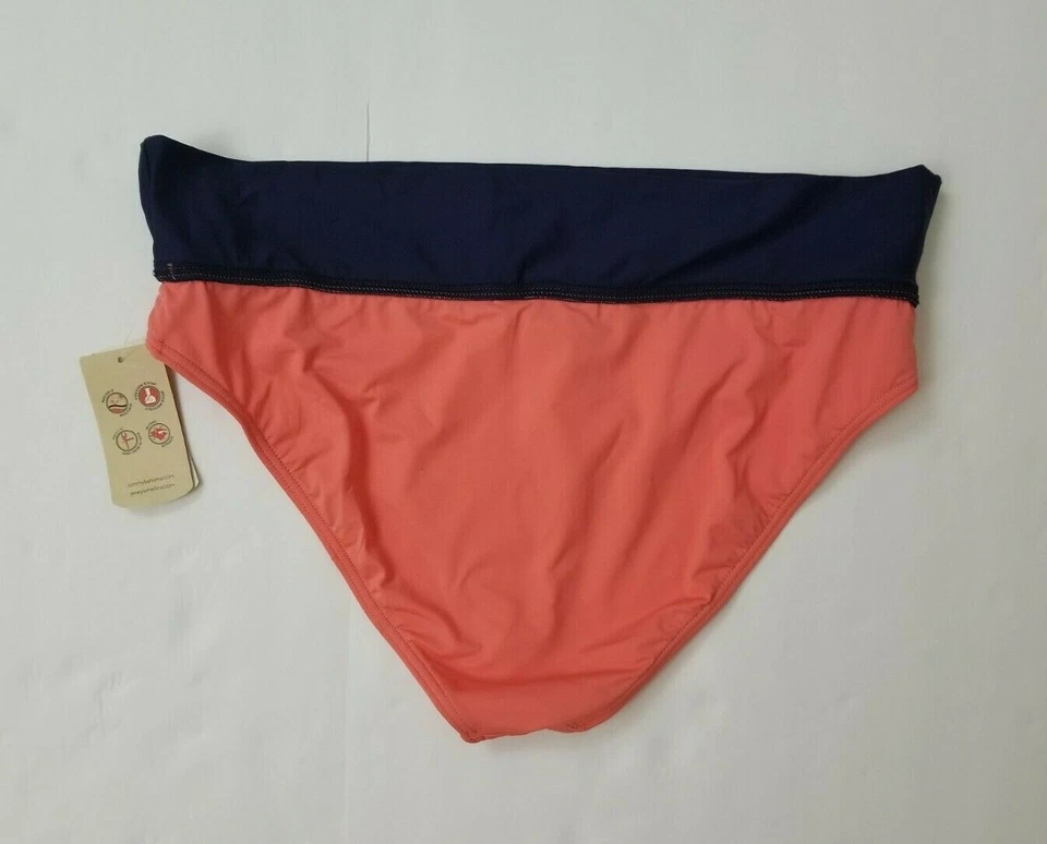 NWT Tommy Bahama Womens XL Bikini Bottoms Navy Blue & Coral Hipster w/ Wide Band - Image 2 of 4