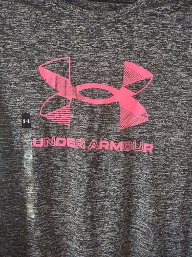 New UNDER ARMOUR heatgear Youth Girls L charcoal gray athletic shirt NWT - Picture 2 of 6