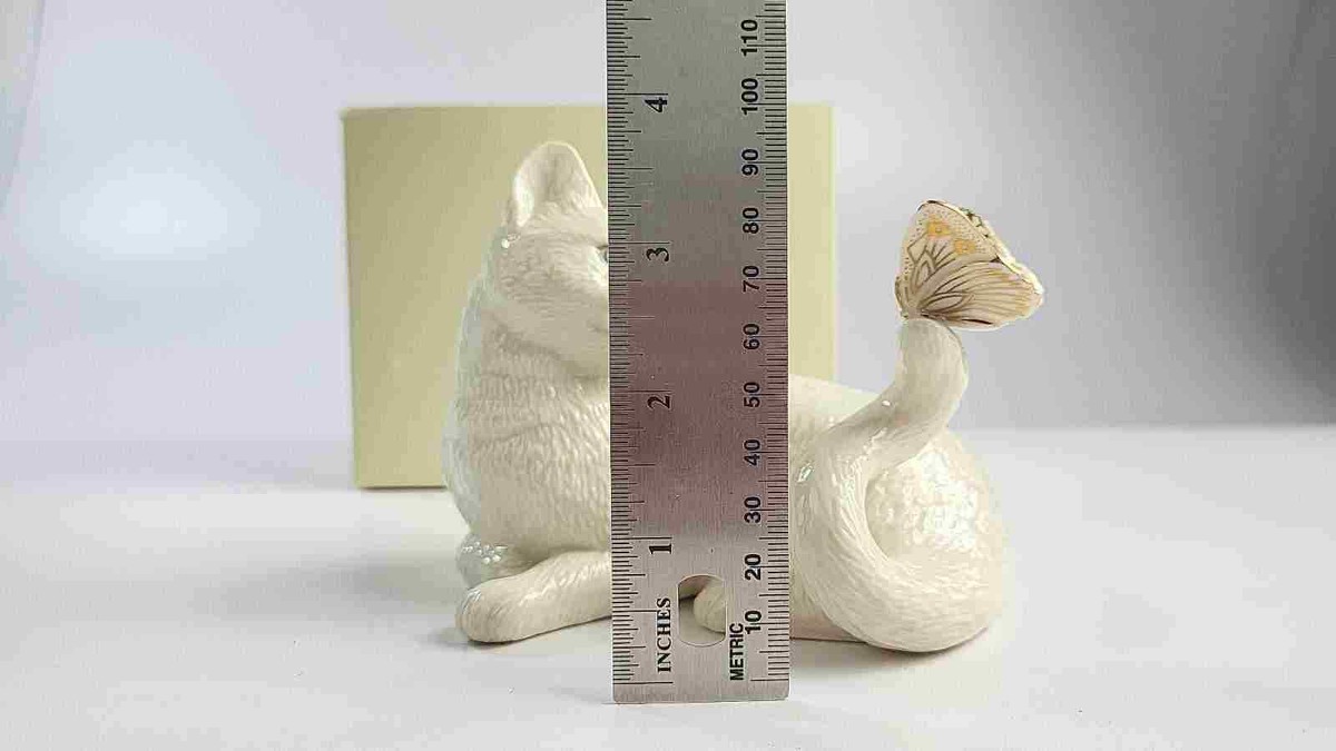 Lenox Enchantment Porcelain Ivory Cat Kitten With Butterfly Gold