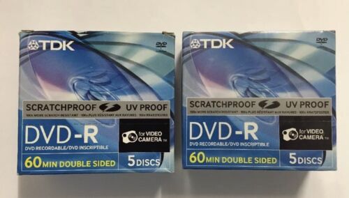 10 Discs TDK Scratchproof 8cm Mini DVD-R 2.8GB DoubleSided 60 MIN for Camcorders - Picture 1 of 3