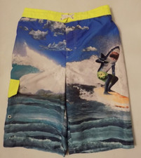 Boy's OP Size XL 14-16 Board Shorts Swim Trunks Man Shark Theme Mesh Briefs