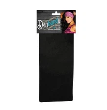 Solid Black Biker Danbando Bandanna Head Wrap Sweatband Spandex Headband