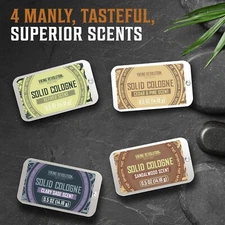 Viking Revolution 4 Pack Mens Solid Colognes Men 0.5 Oz Solid Perfume with Cedar