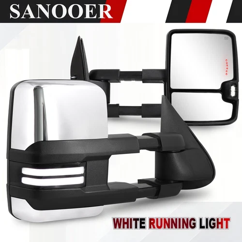 Chrome Tow Mirrors Switchback Smoked Fit 2003-2007 Chevy Silverado GMC Sierra