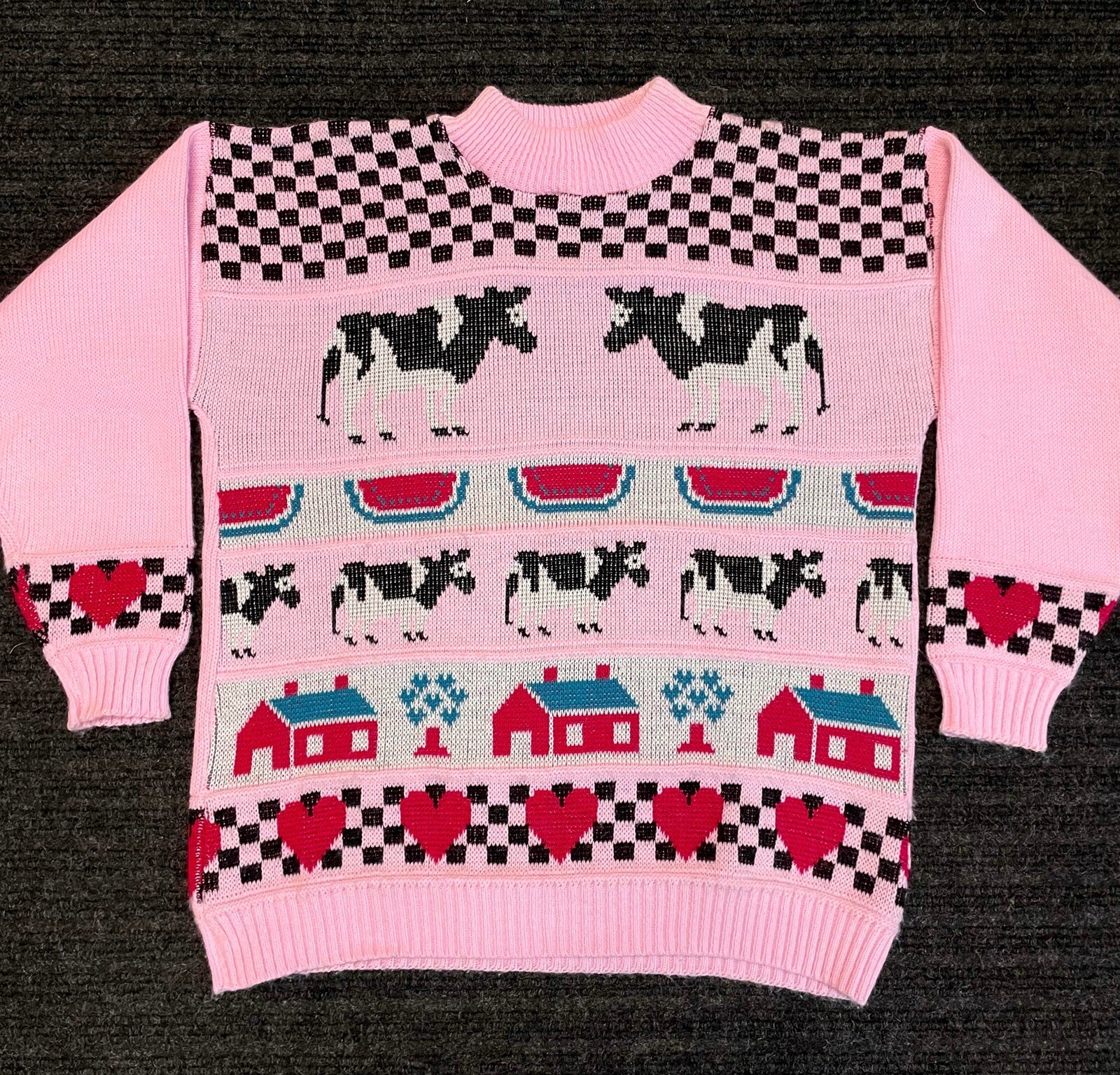 Vintage Adele Knitwear Pink Checkered 