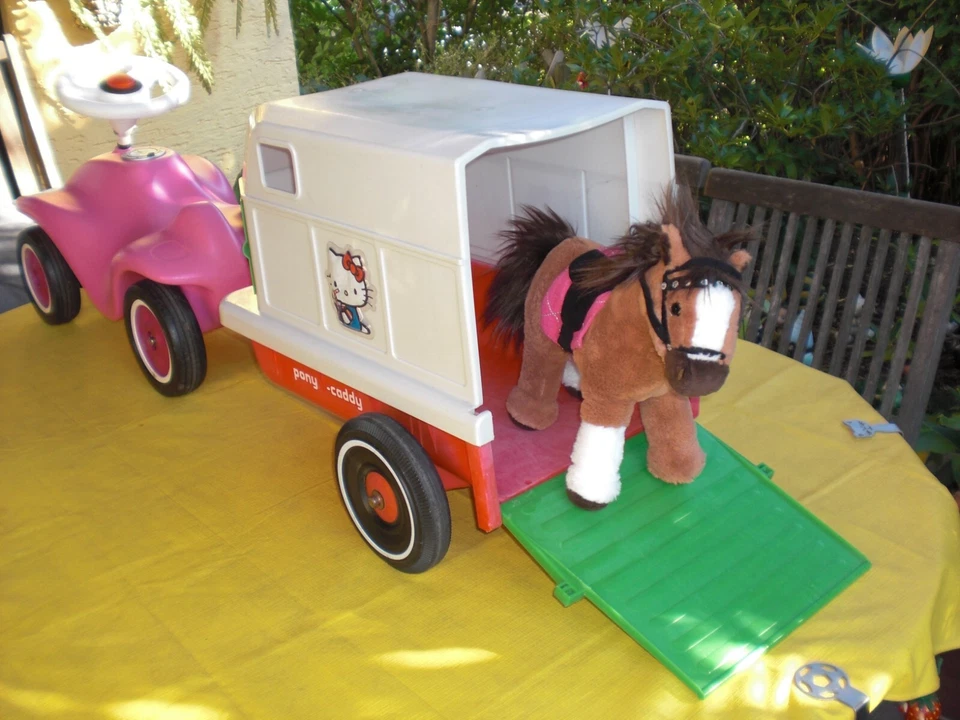 BIG New Bobby Car pink & Pony Caddy & Pferd - Hello Kitty - Trailer Anhänger - Bild 3 von 4
