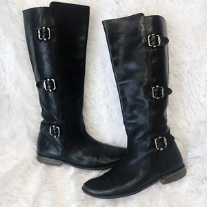 frye leather buckle booties