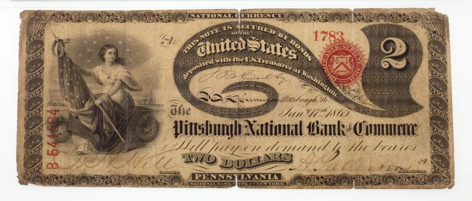 Lazy Deuce $2 Ch #668 National Currency Note Fr #387a Graded by PMG as VG 10 - Image 3 of 4