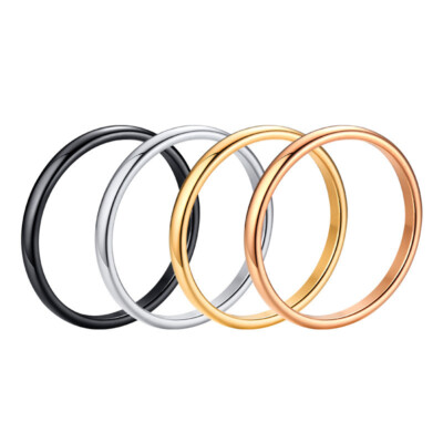 Ring Schmal Glatt 2mm Edelstahl 44-62 Farbwahl: Silber, Schwarz, Gold, Rosegold