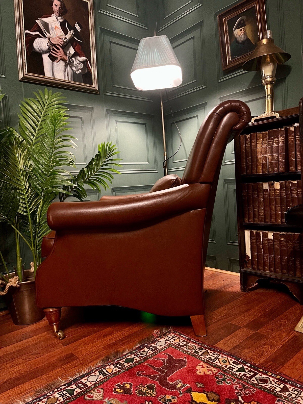 A Pair Of Laura Ashley Classic Brown Leather Armchairs eBay