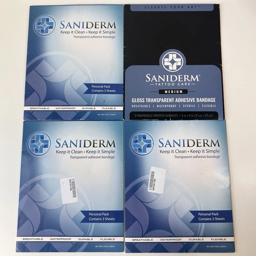 Saniderm Tattoo Aftercare Bandage 6” x 8” 3 Sheets x 4 Packs 12 Total New video thumbnail